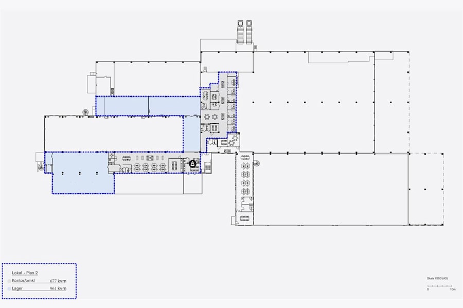 Kurirvägen 1 - Möjlig planlösning lokal A+B plan 2