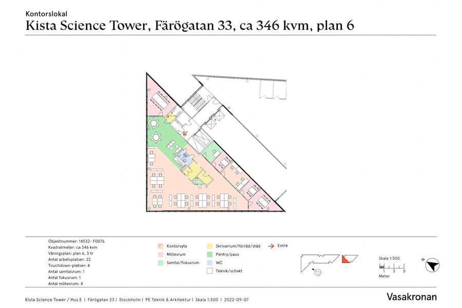 Färögatan 33 - Kista Science Tower, p... - Ritning Kista Science Tower, plan E6, ca 346 kvm, 14532-F0076