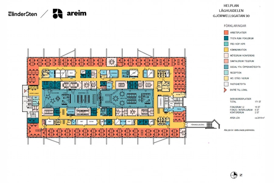 Gjörwellsgatan 30 - Planlösning - Helplan låghusdelen, möjlig gång till DN-skrapan och ytterligare yta