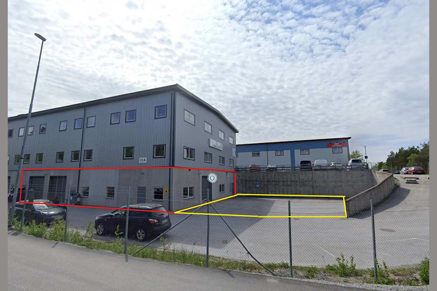 Anläggarvägen 13A - Gula avser markyta