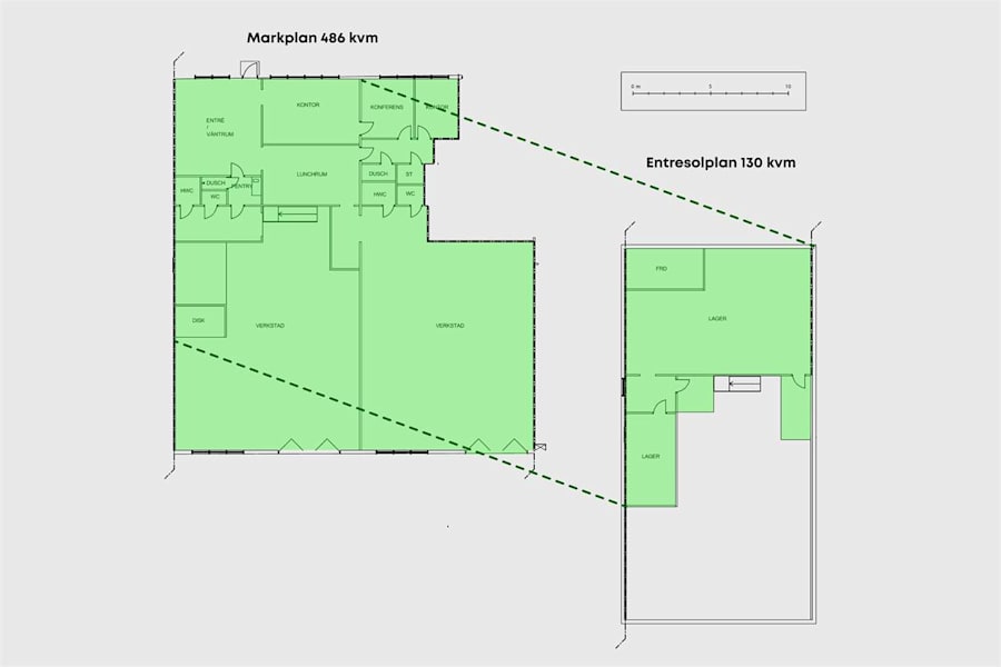 Nattvindsgatan 7 - Planskiss markplan och entresolplan