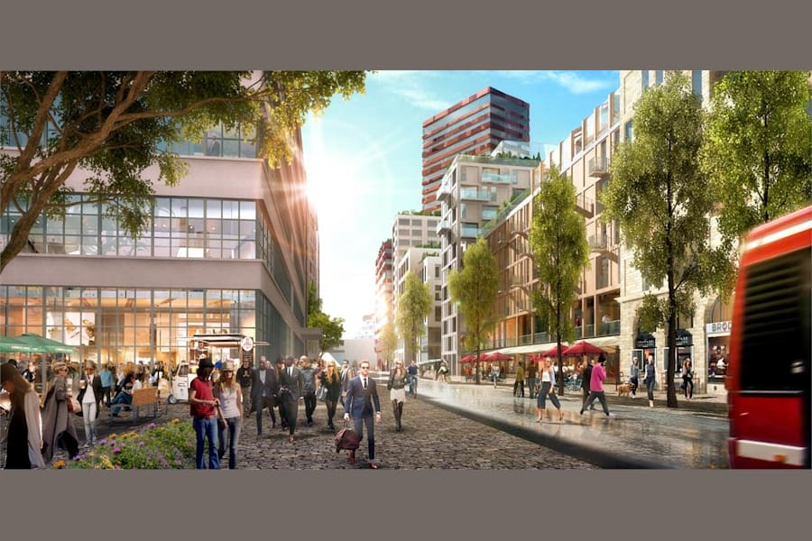 Fjärde Bassängvägen 15 - Vision Värtahamnen 2025. En levande stadsdel! Ett stadsutvecklingsprojekt med Stockholms stad och övriga fastighetsägare.