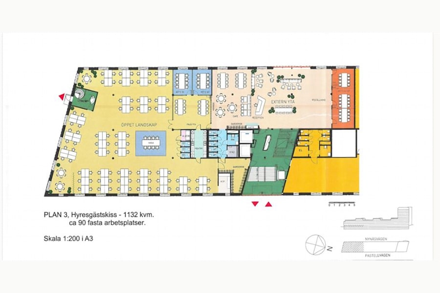 Pastellvägen 6 - Ritning kontorslokal 1132 kvm