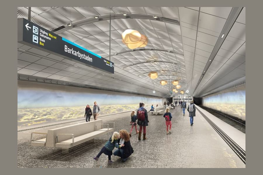 Veddestabron 10 - Tunnelbana-Barkarbystaden-konstnar-Helena-Bystrom-visionsbild-White-arkitekter-2019