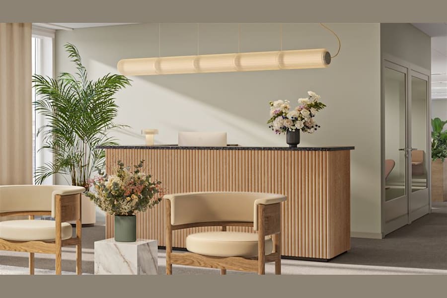 Västra Järnvägsgatan 15 - Visionsbild detalj reception Västra Järnvägsgatan 15