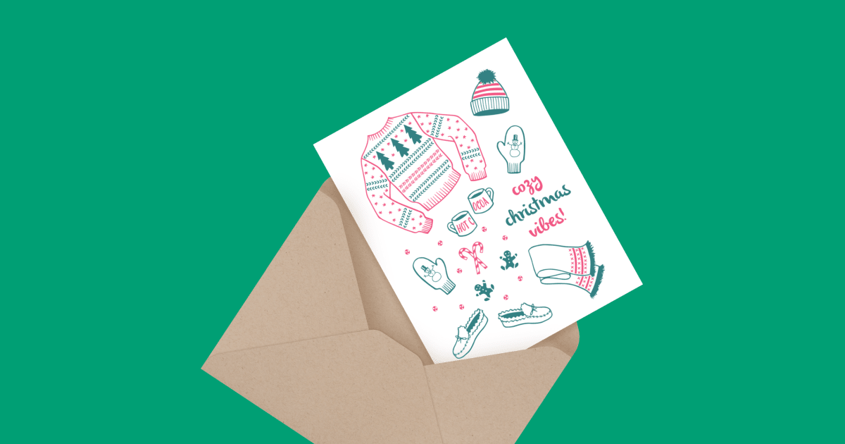 Cozy Christmas Vibes Folded Christmas Card | Postable | Postable