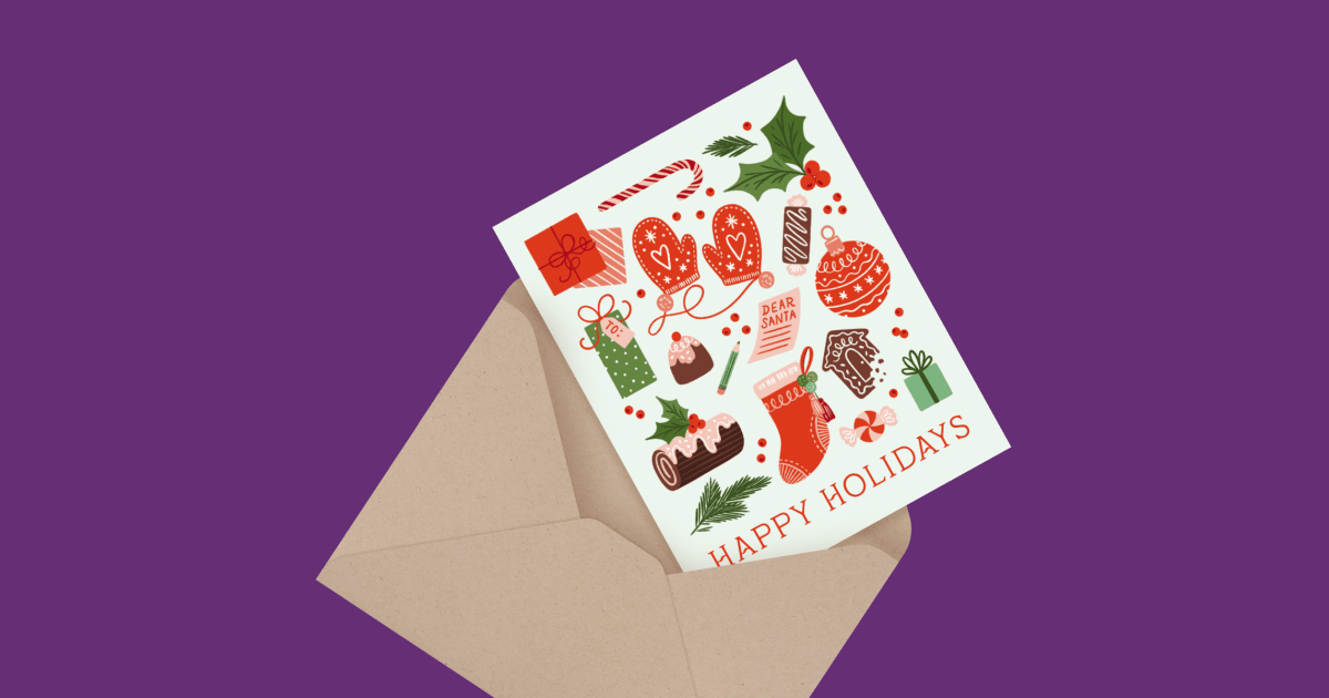 Happy Holidays Favorite Things Folded Holiday Card | Postable | Postable