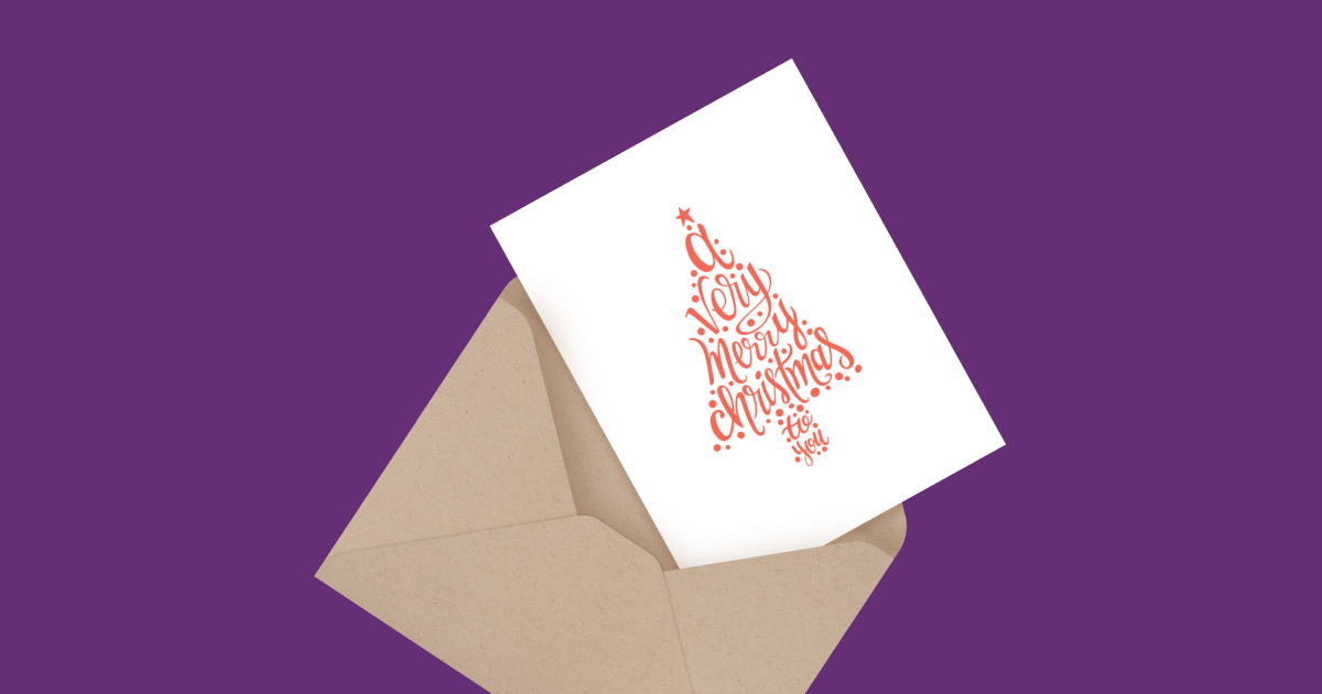 Very Merry Christmas Tree Script Christmas Card | Postable | Postable