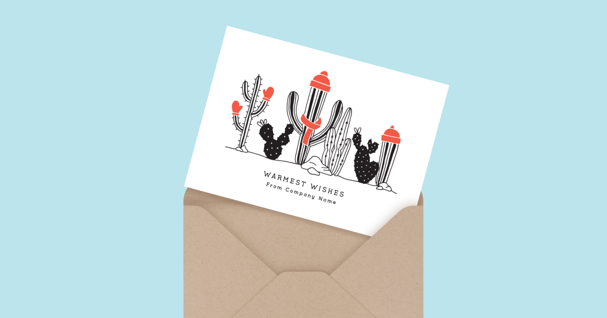 Festive Cacti Flat Business Holiday Card | Postable | Postable