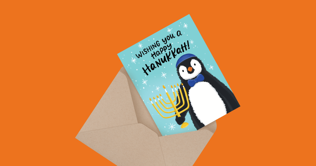 Hanukkah Penguin by Grey Street Paper | Postable