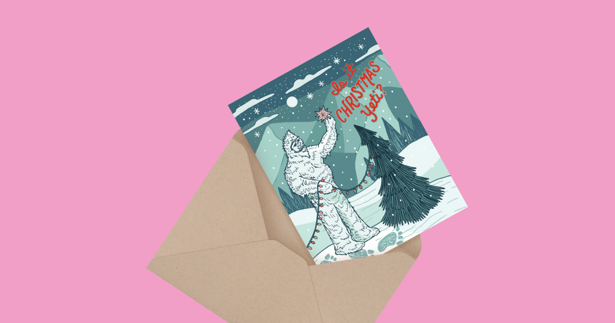 Is It Christmas Yeti? Folded Christmas Card | Postable | Postable