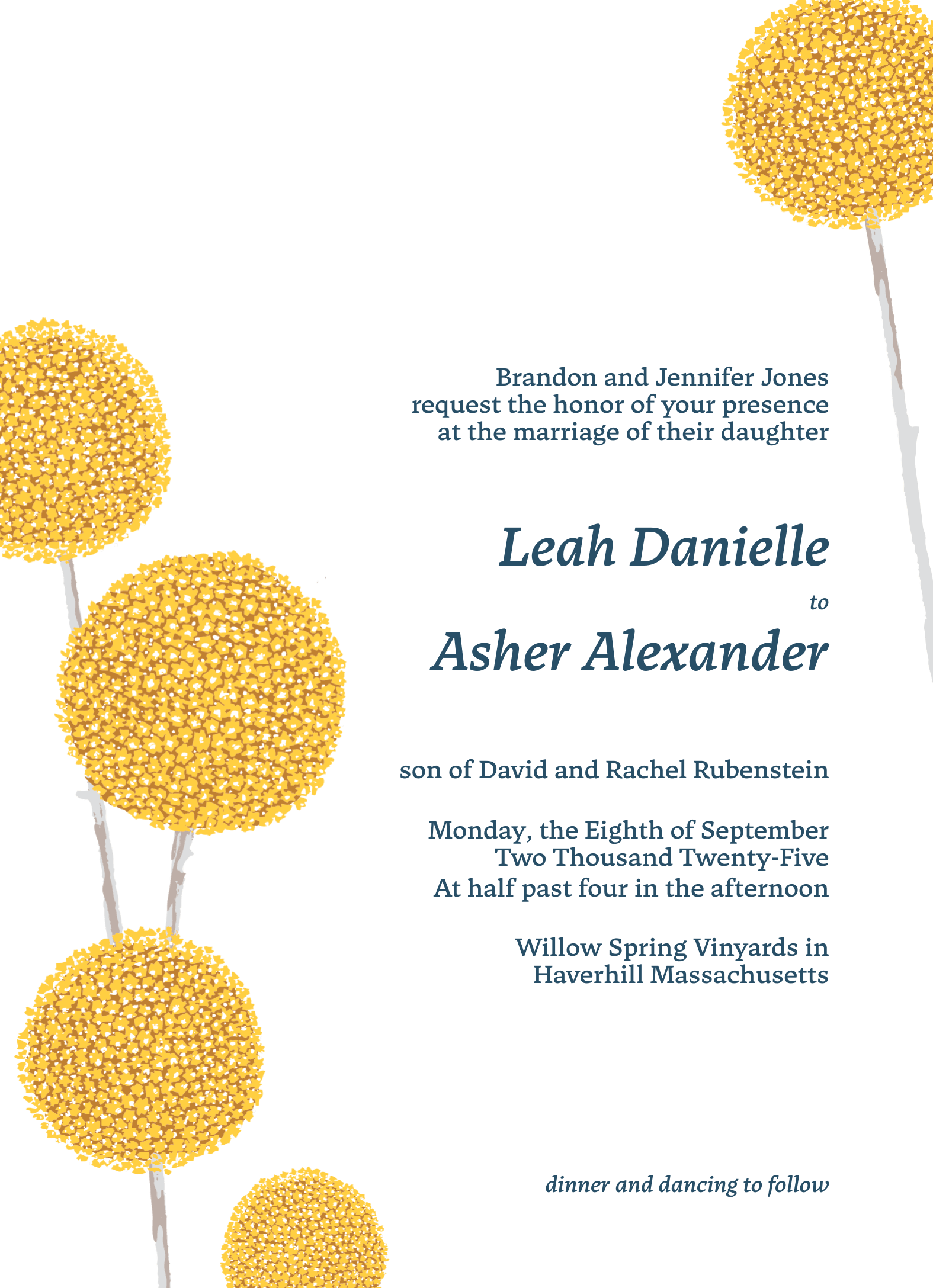 Round Yellow Flowers Invite