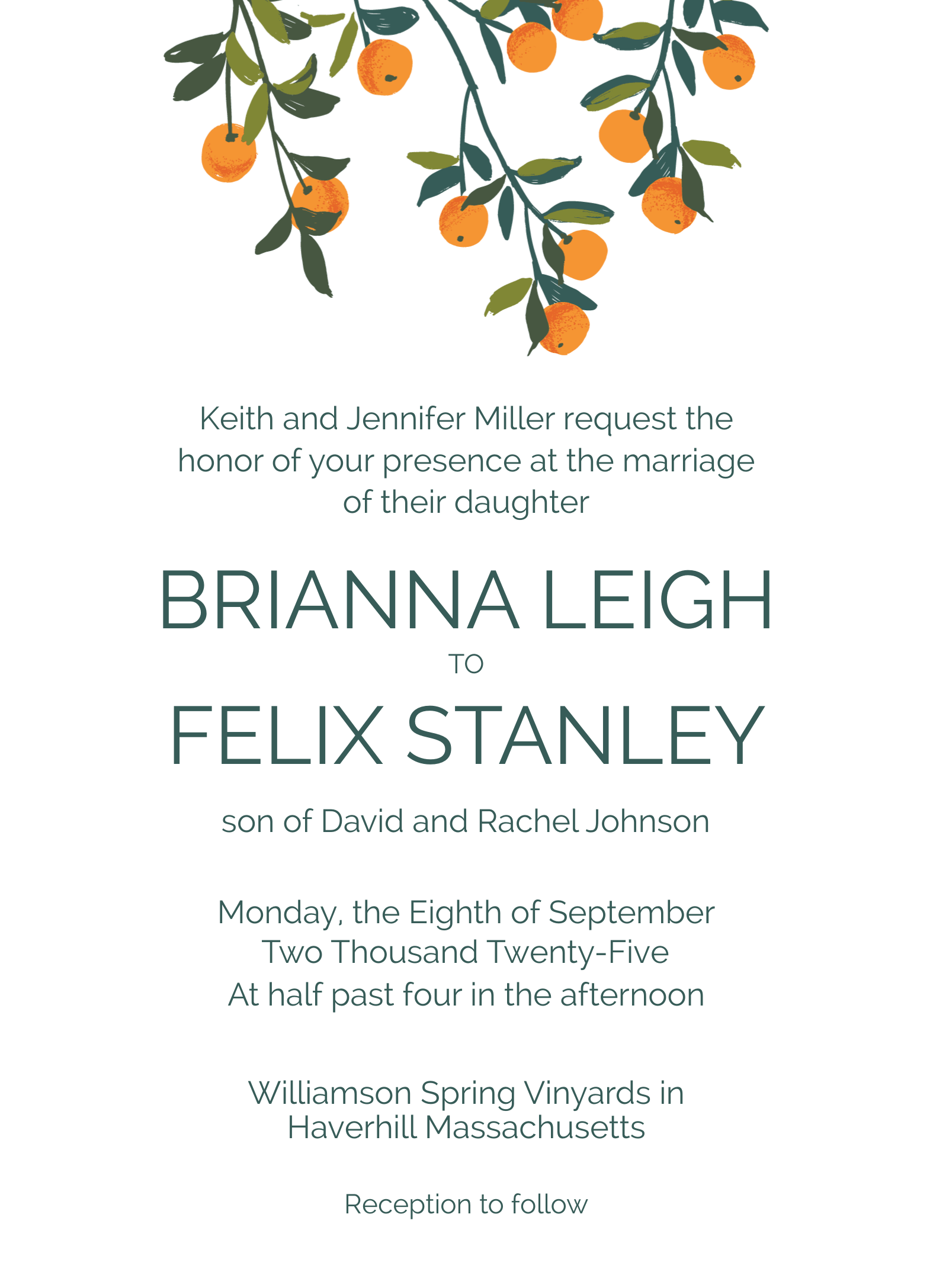 Clementines Wedding Invite