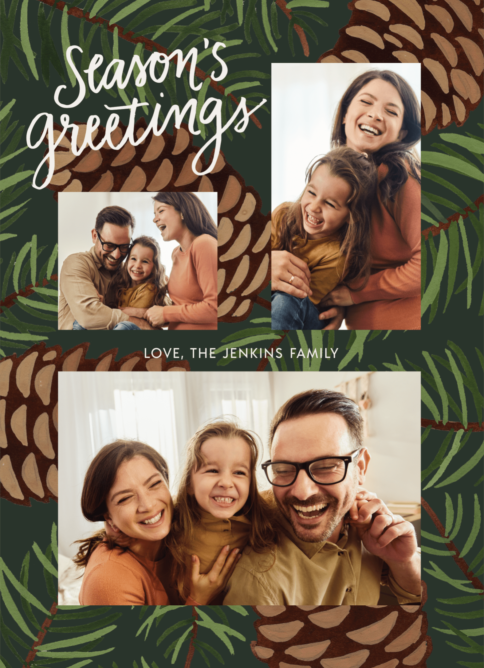 Season's Greetings Pinecone Frame