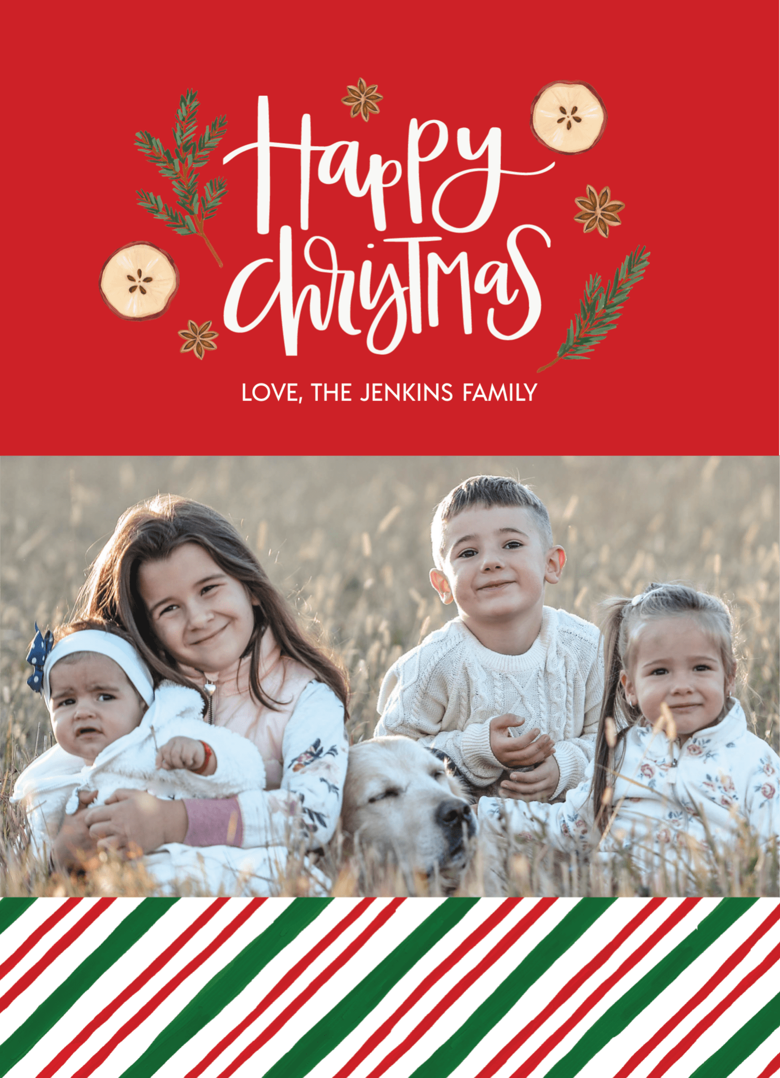 Happy Christmas Stripe Frame