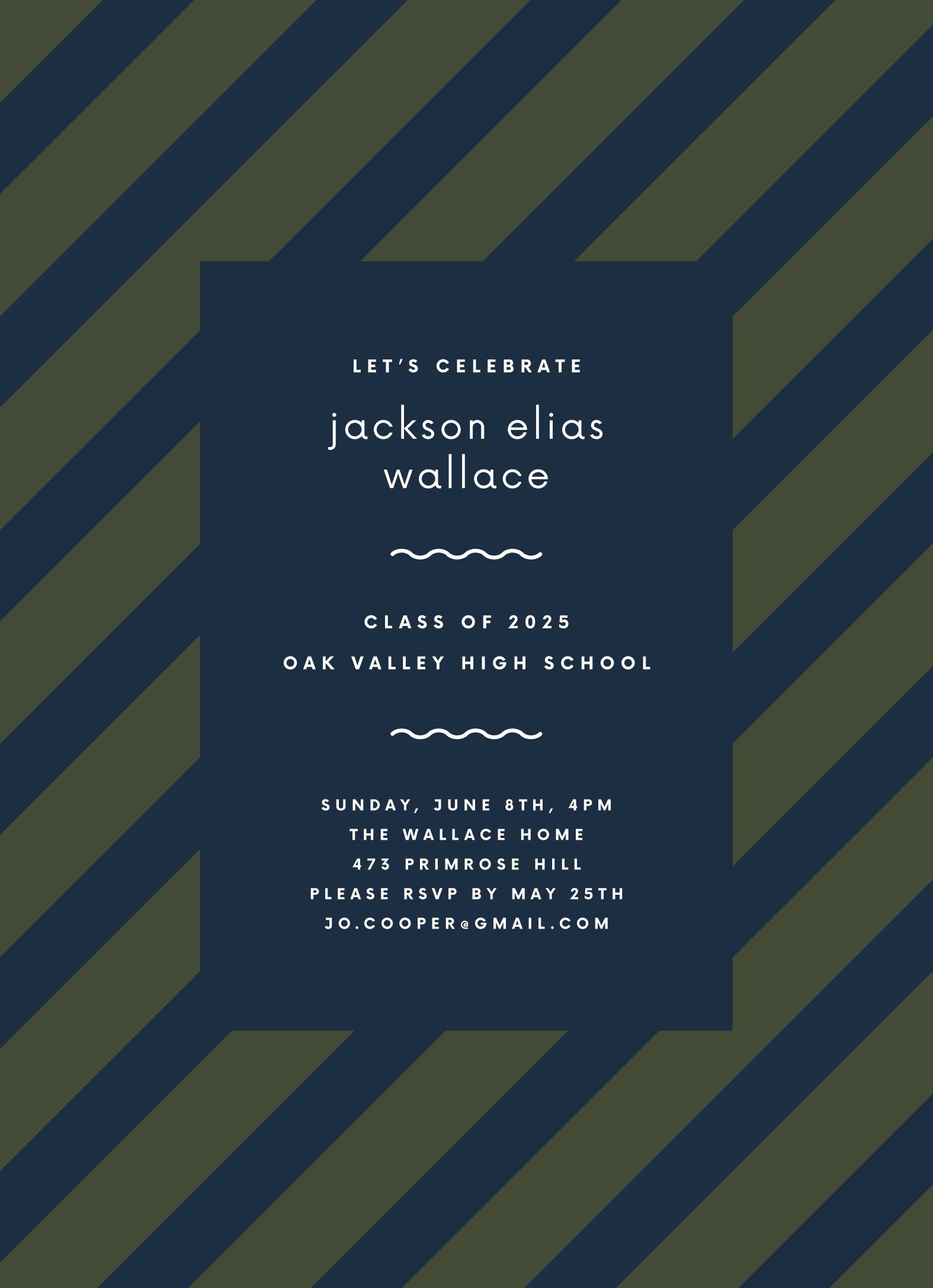 On The Diagonal Navy & Olive Invite