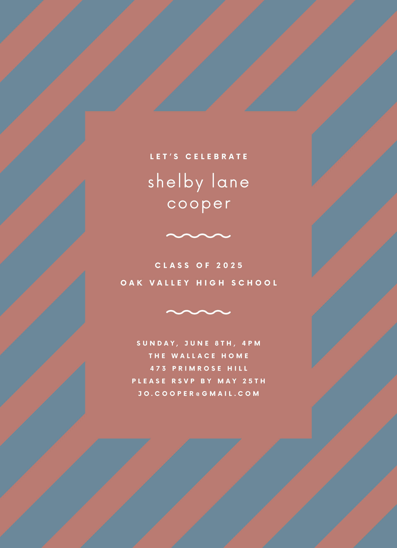 On The Diagonal Pink & Slate Invite