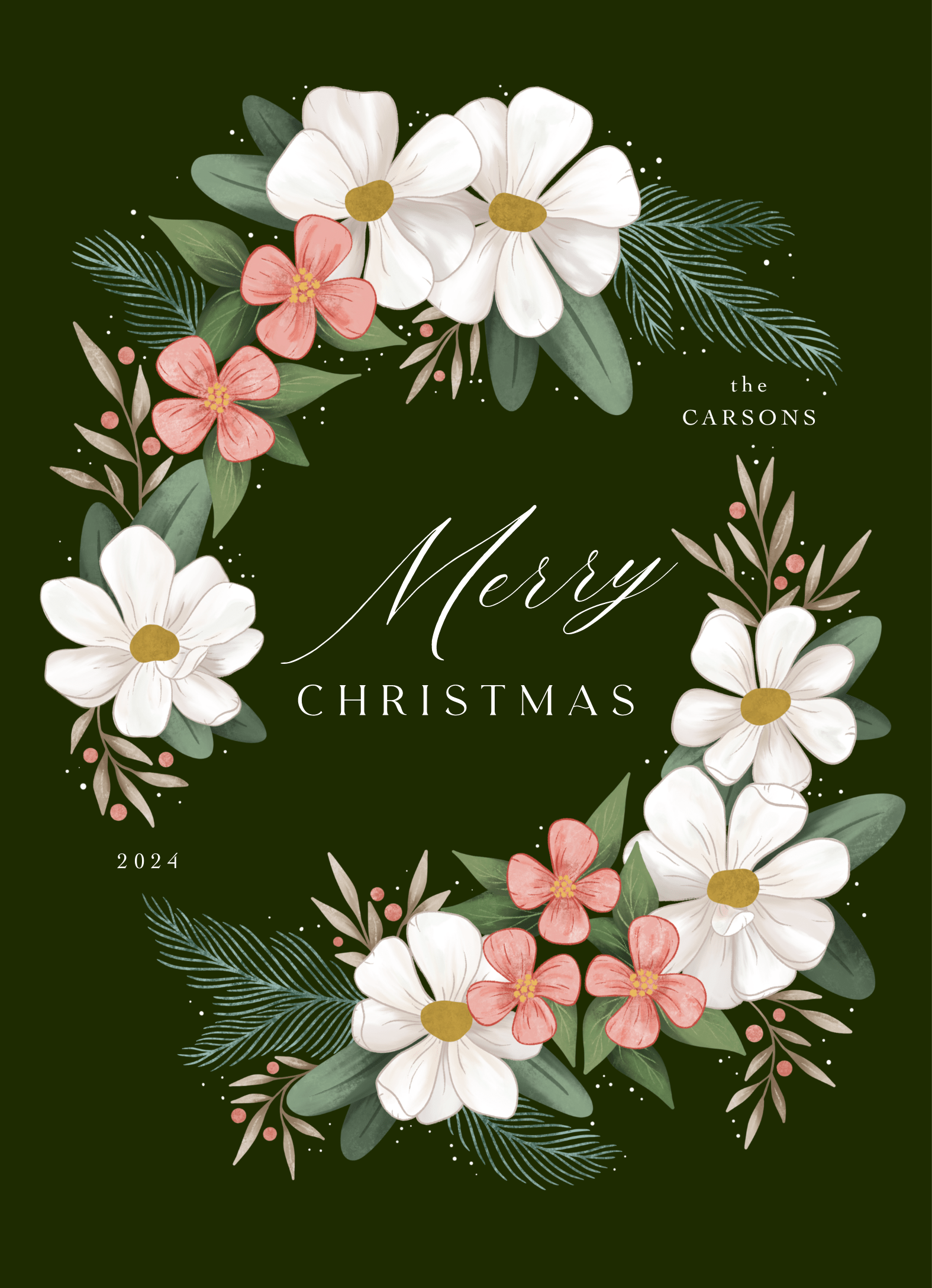 Green Floral Holiday Wreath