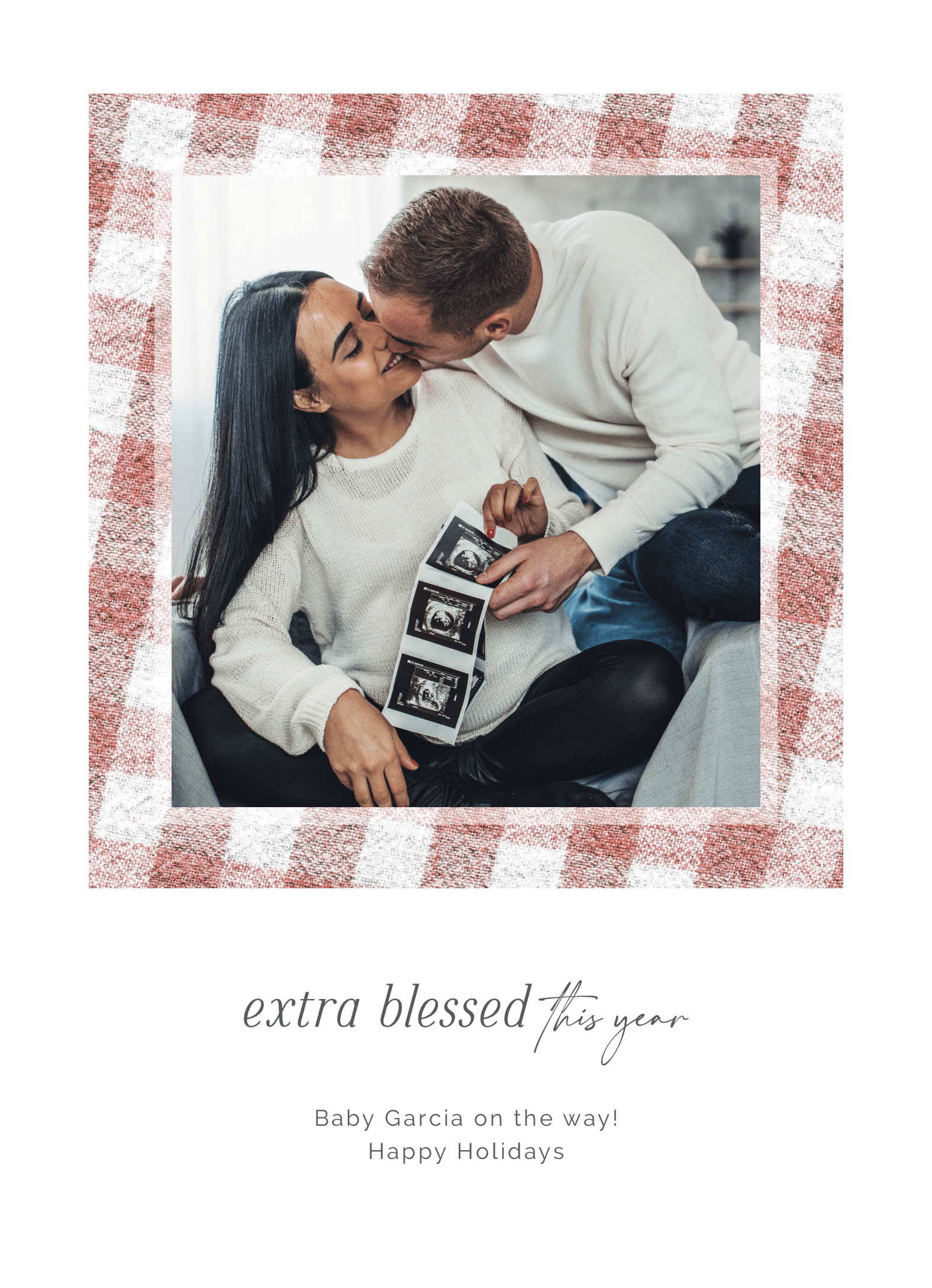 Farmhouse Plaid Pregnancy Announcement