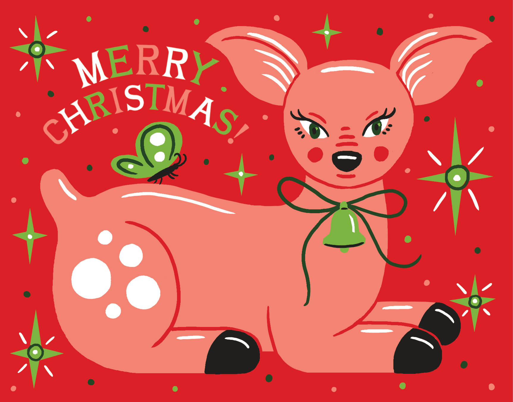 Retro Christmas Fawn