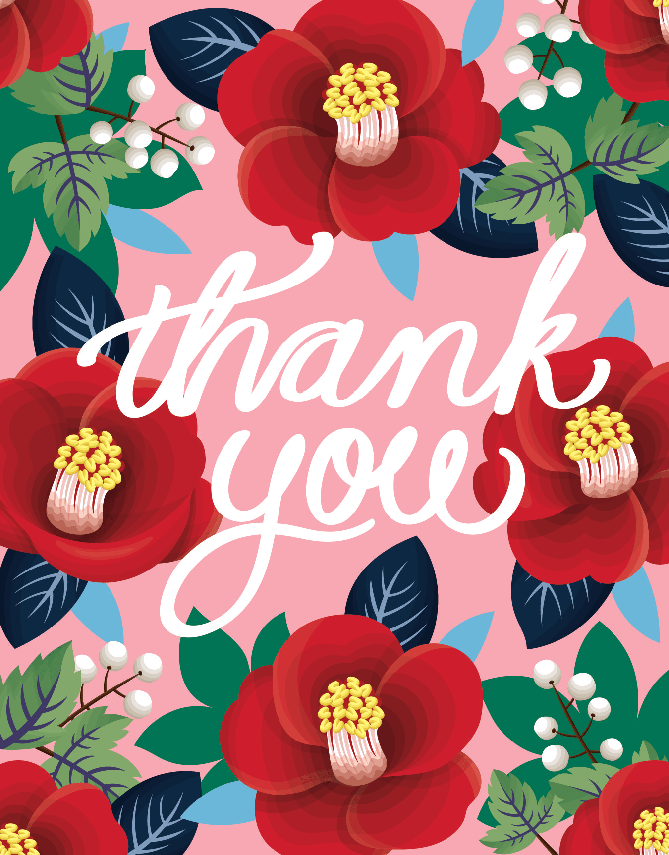 Tsubaki Camellia Thank You Card
