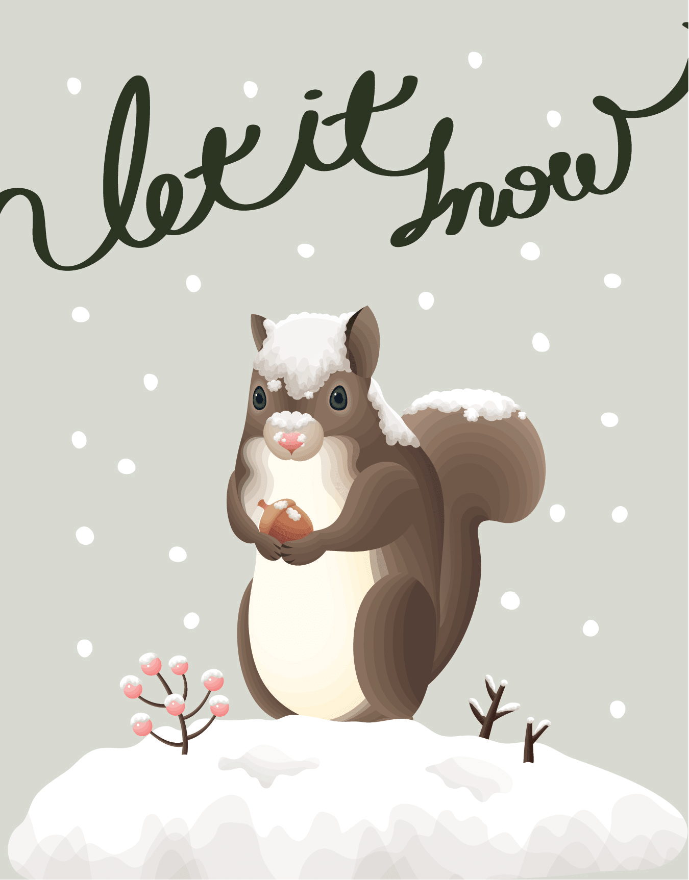 Let It Snow Squirrel Christmas Card