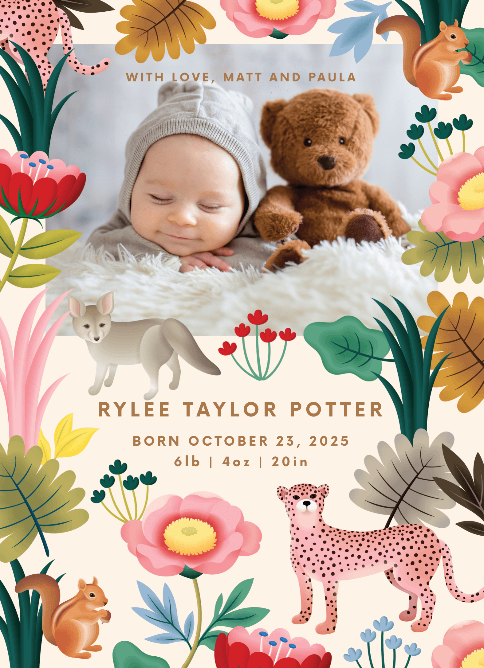 Whimsical Jungle Birth Announcement