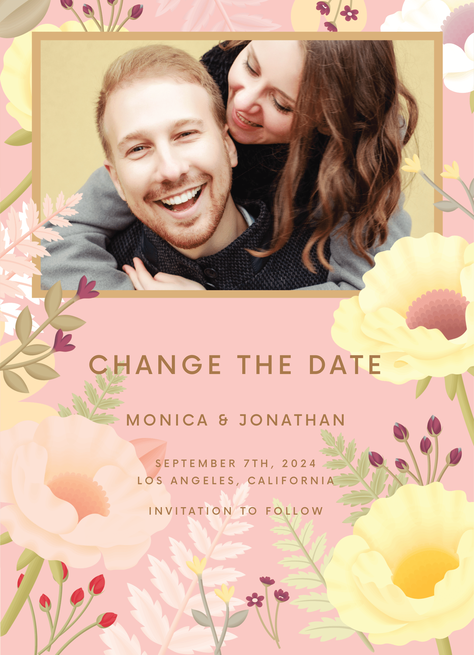 Elegant Pink Garden Change The Date