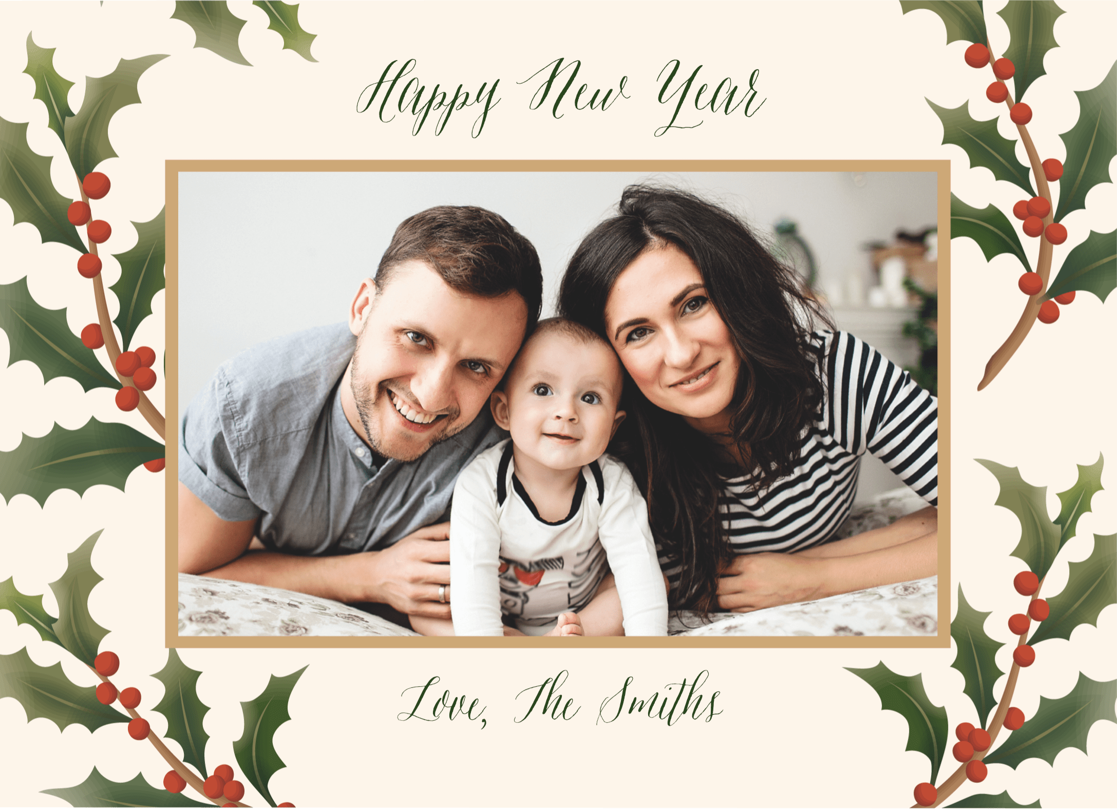Festive New Year Holly Frame