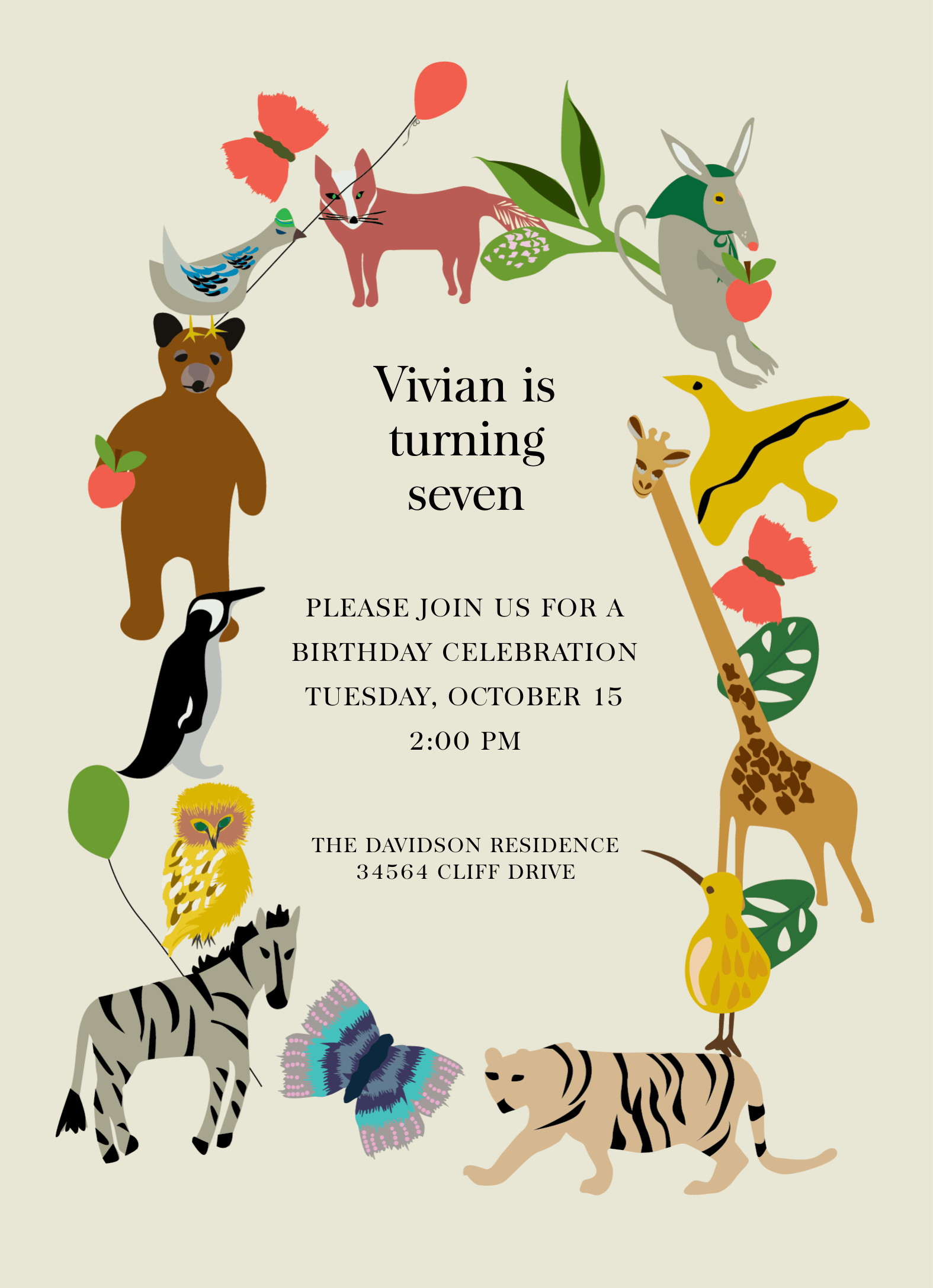 Birthday Zoo Animals