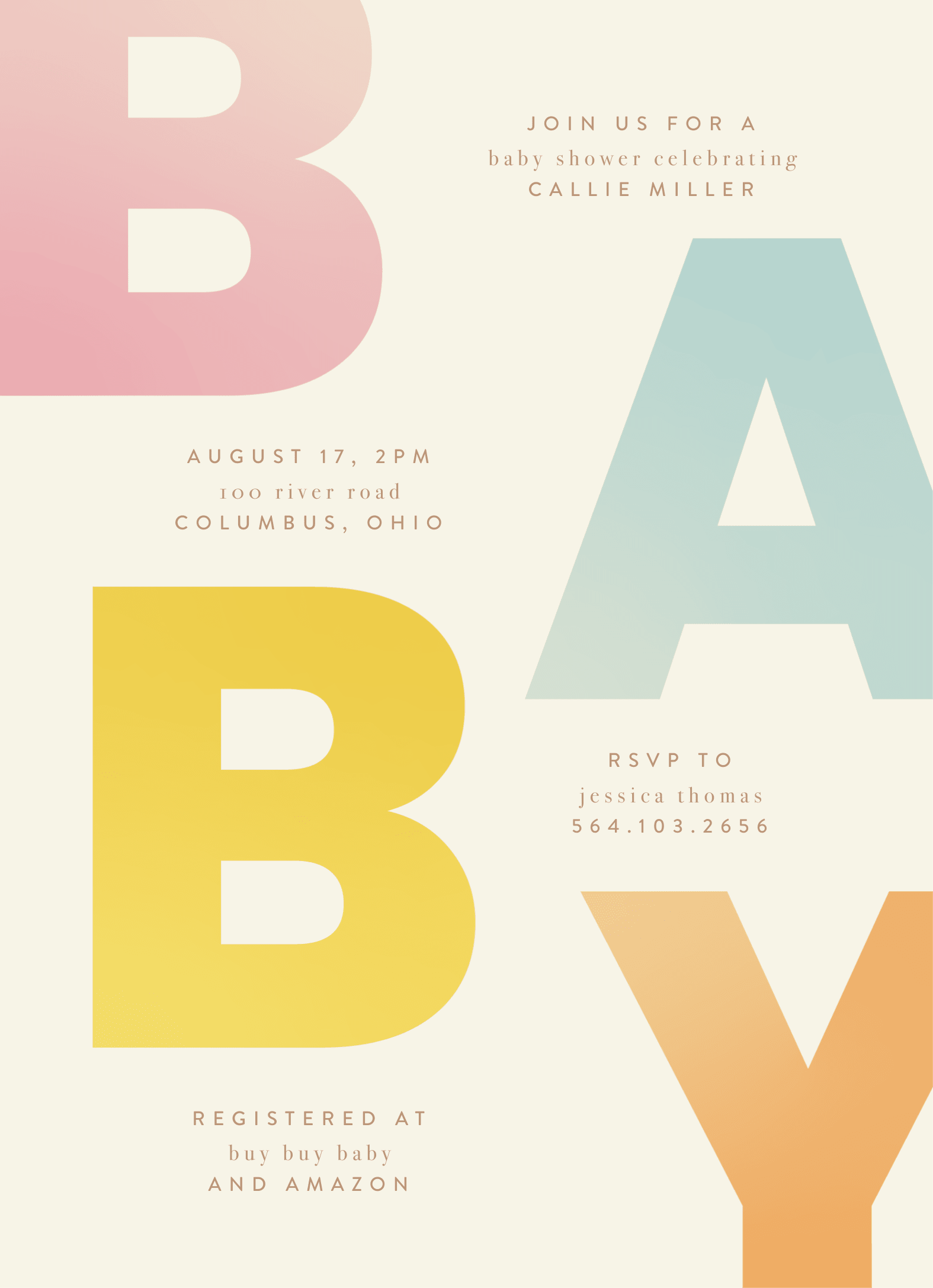 Gradient Letters Baby Shower