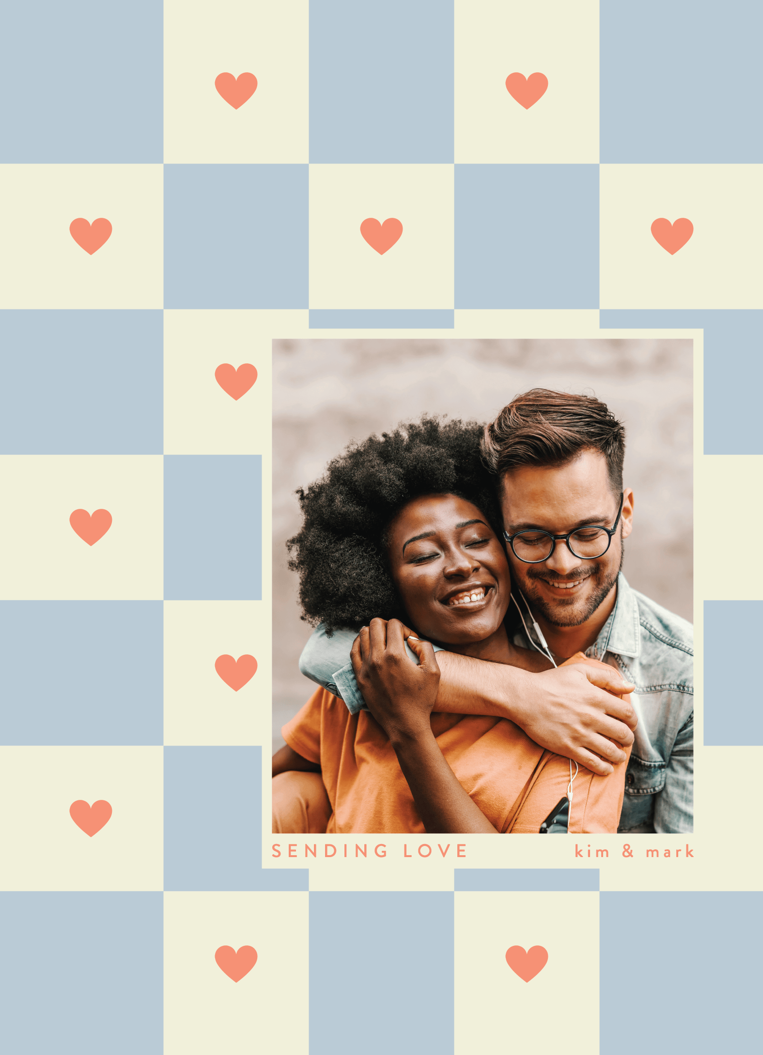 Checkered Hearts Blue