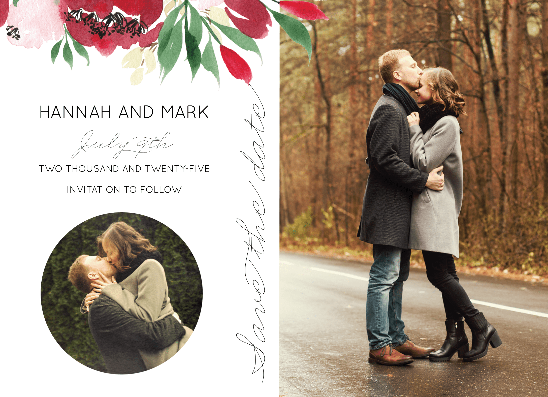 Red Floral Save The Date