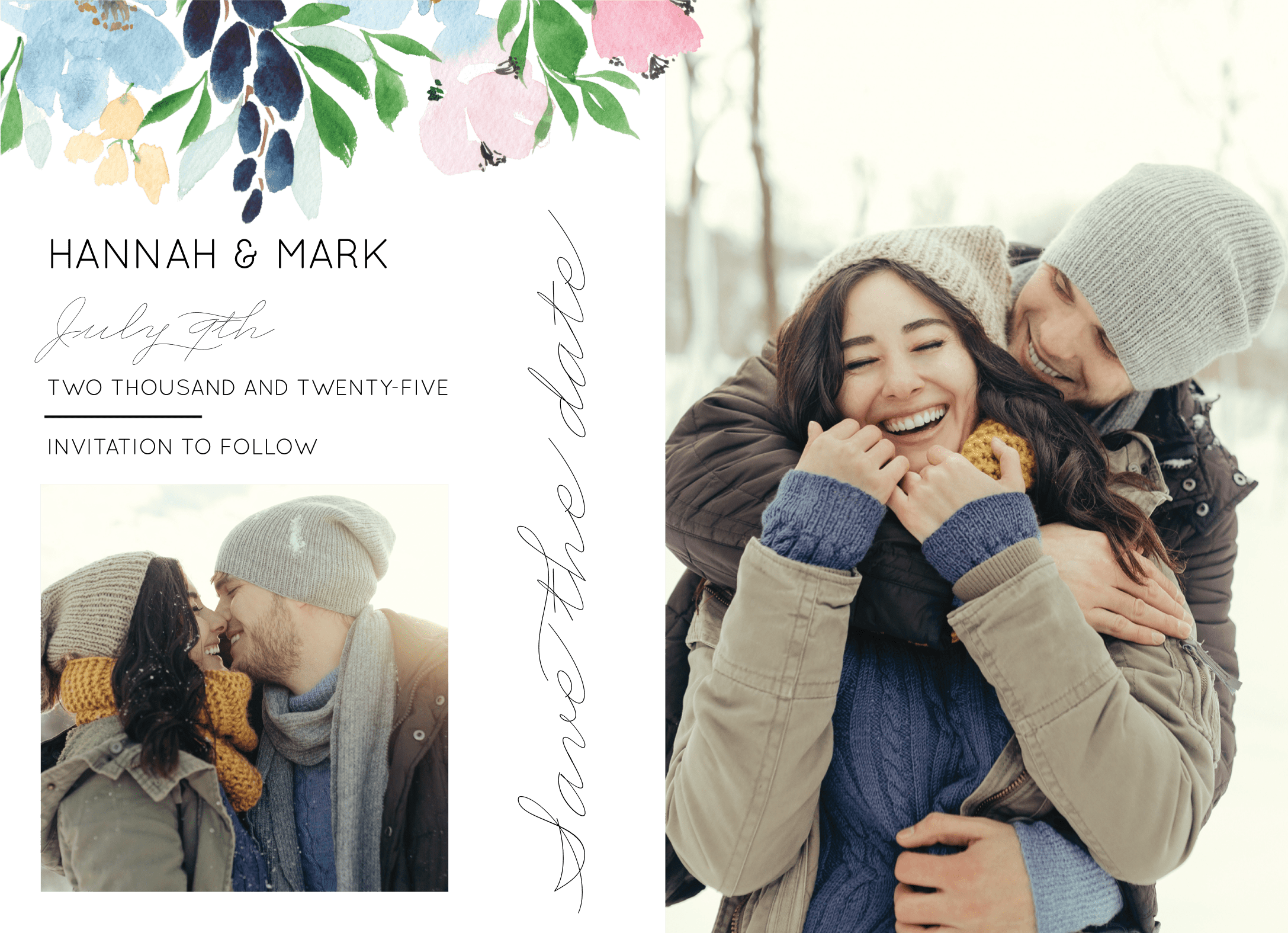Blue Florals Save The Date