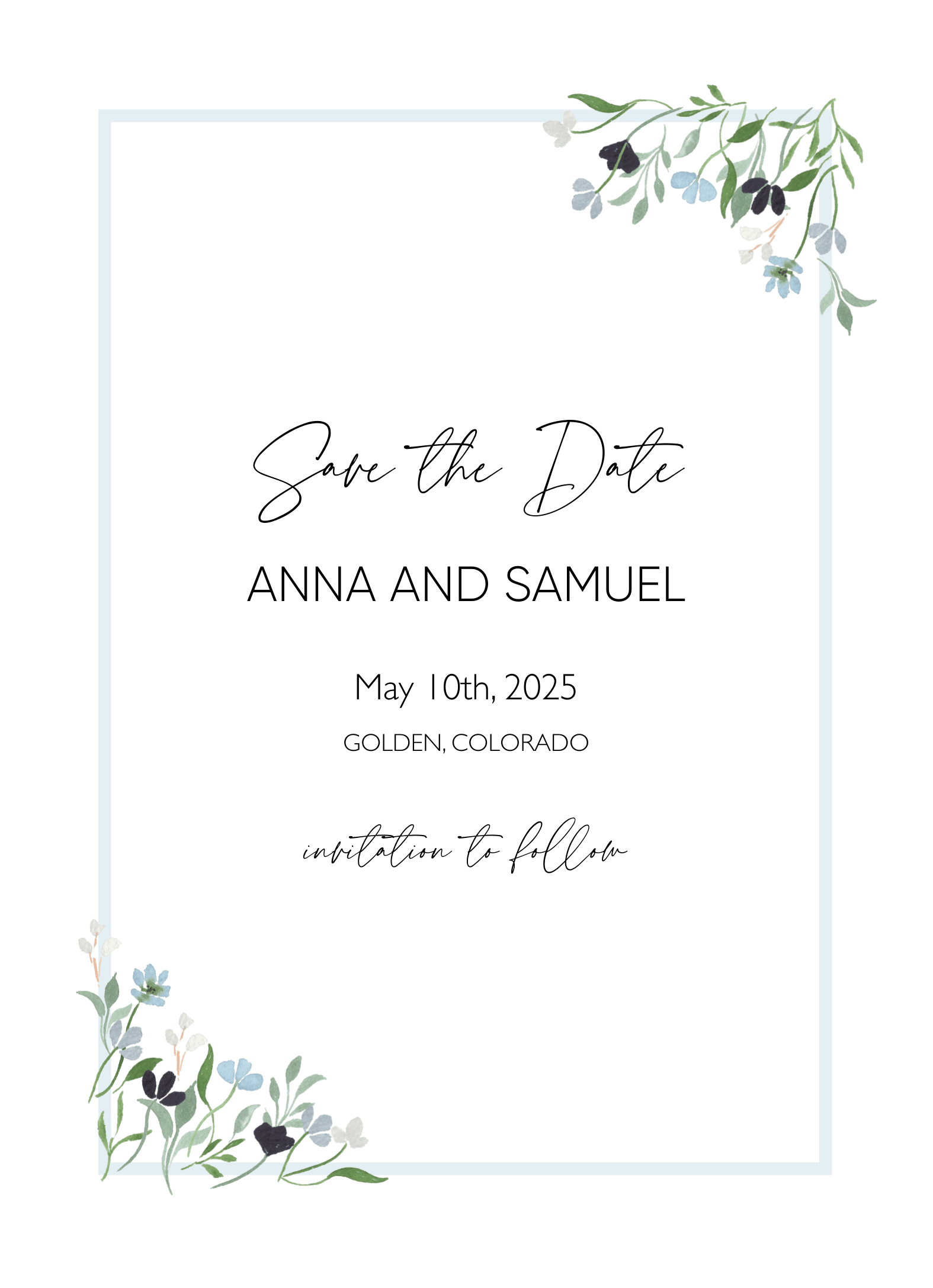 Blue Wildflowers Save The Date