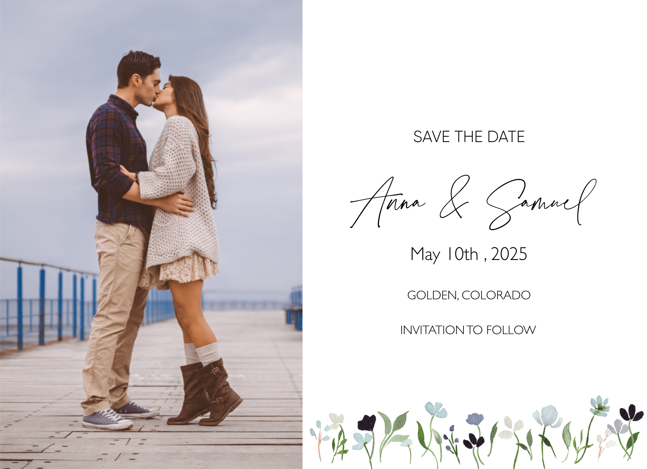 Blue Wildflowers Save The Date Photo