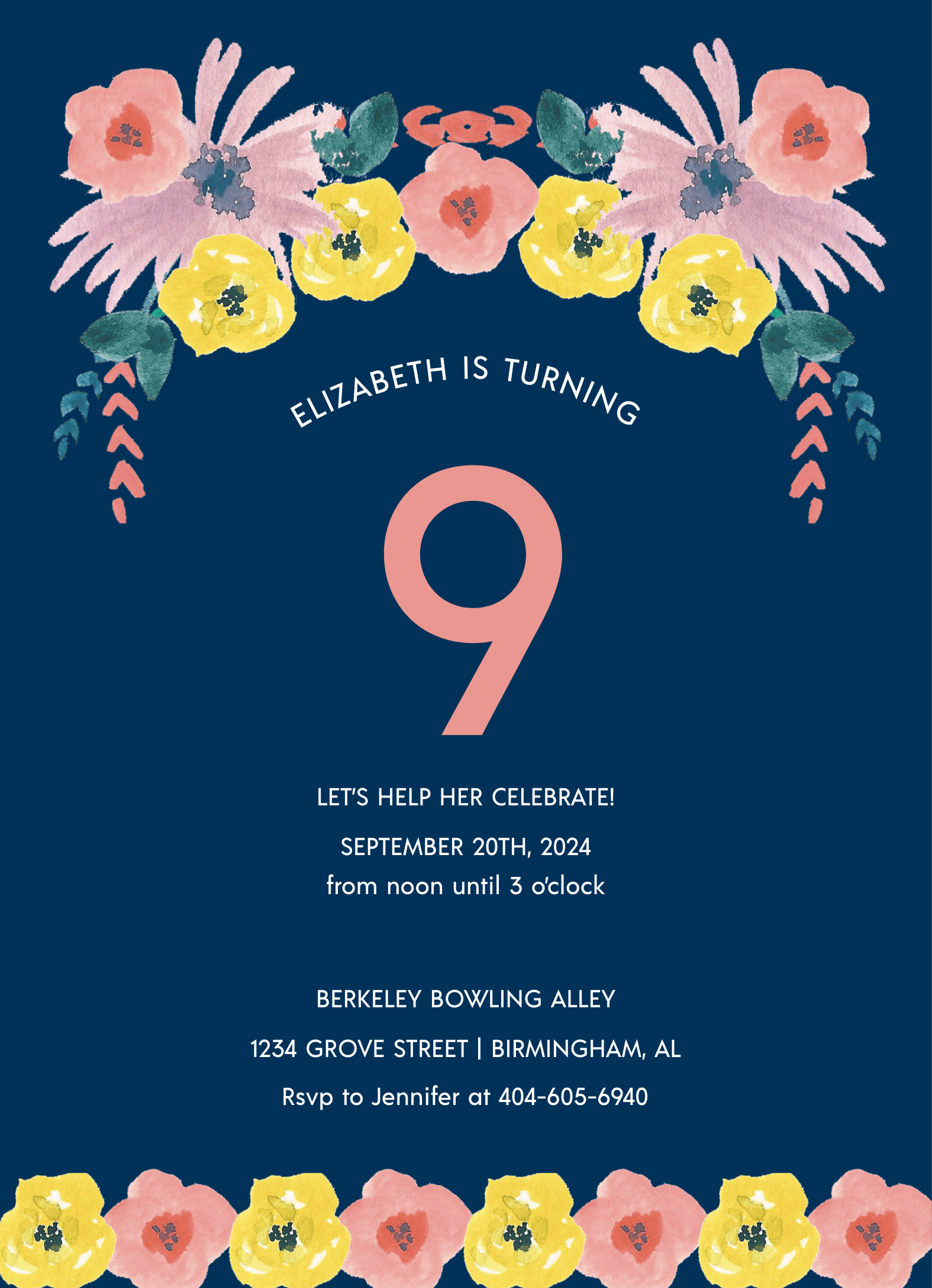 Navy Floral Birthday