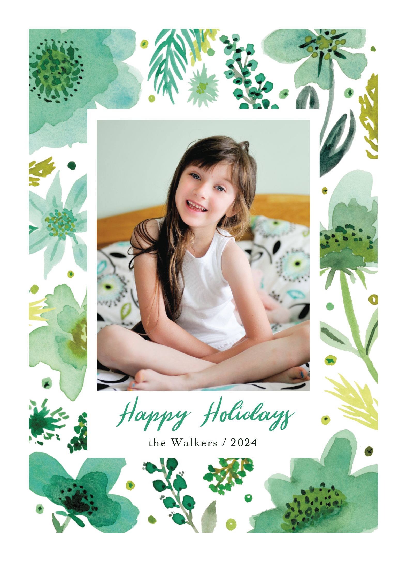 Green Happy Holidays Florals