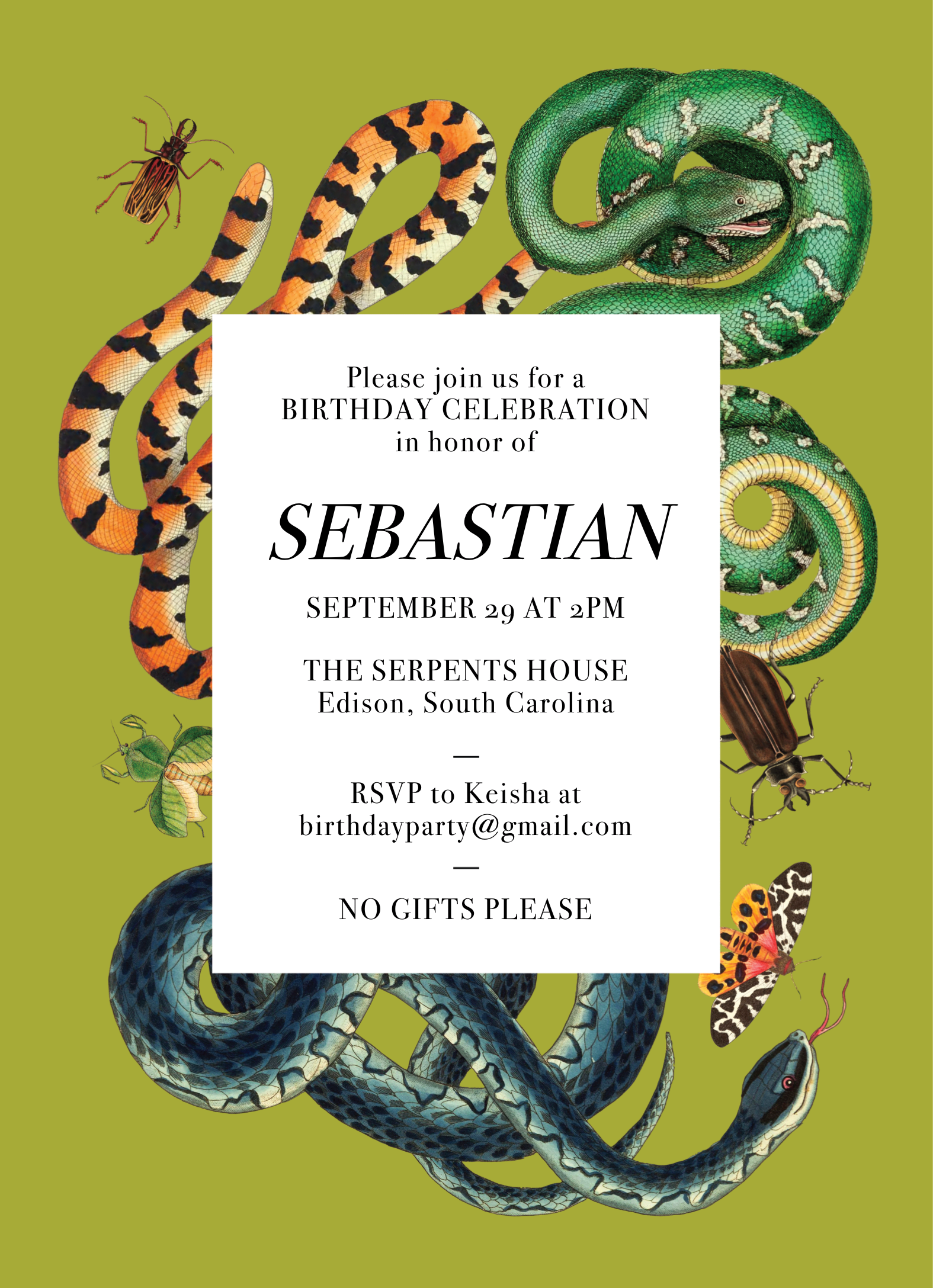 Snake Party Invite