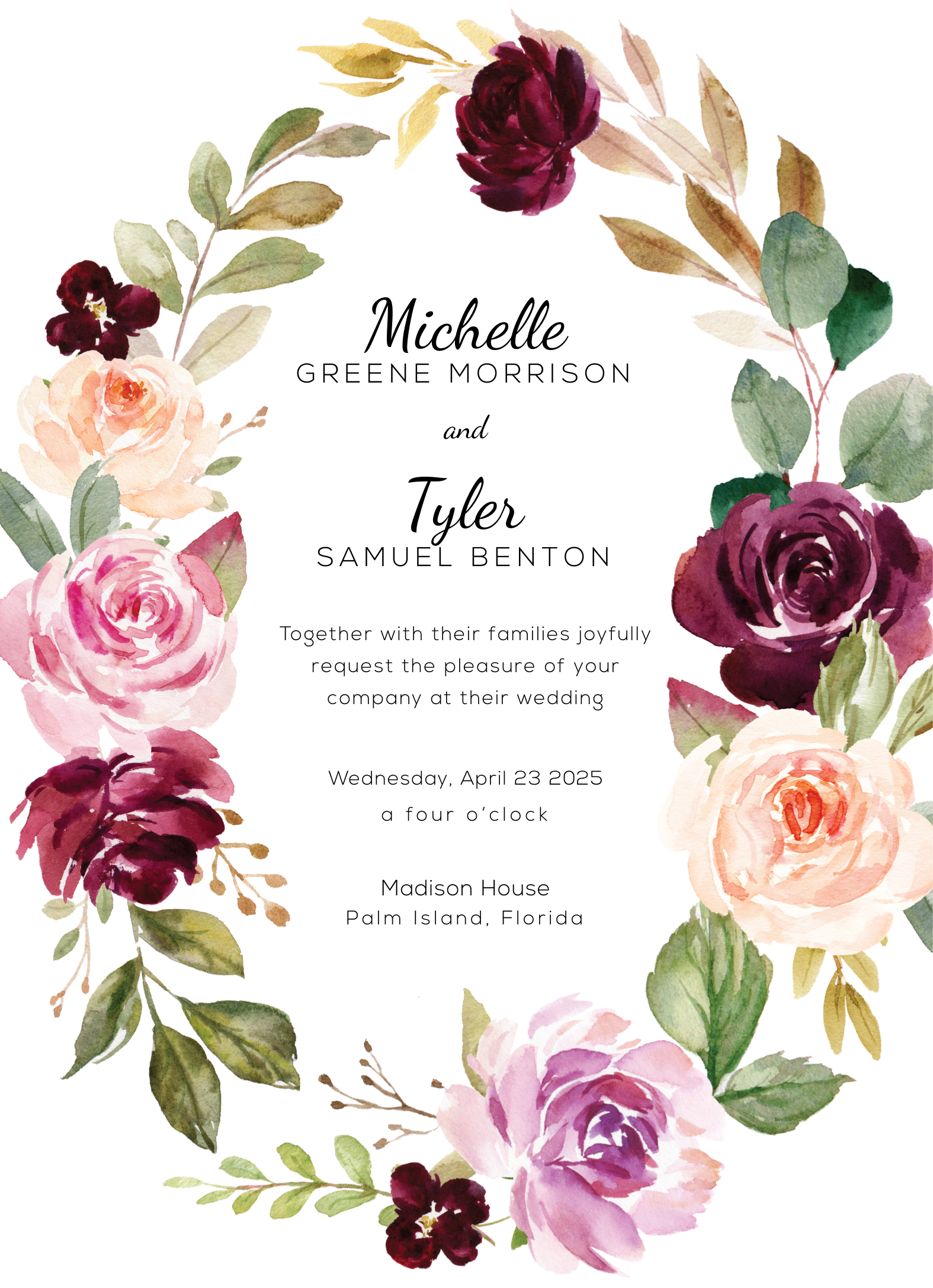 Plum Rose Wreath