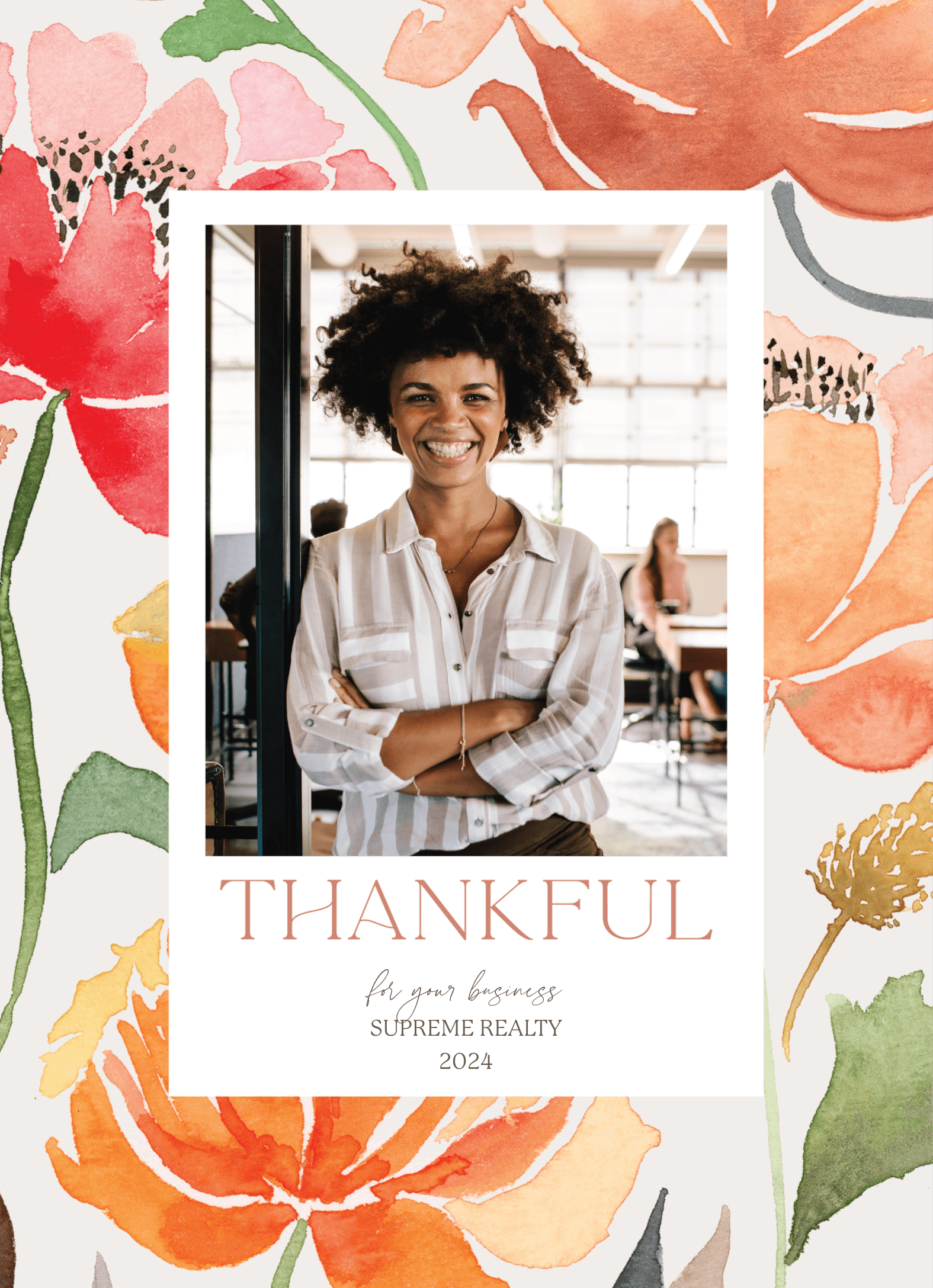 Thankful Floral Frame Business