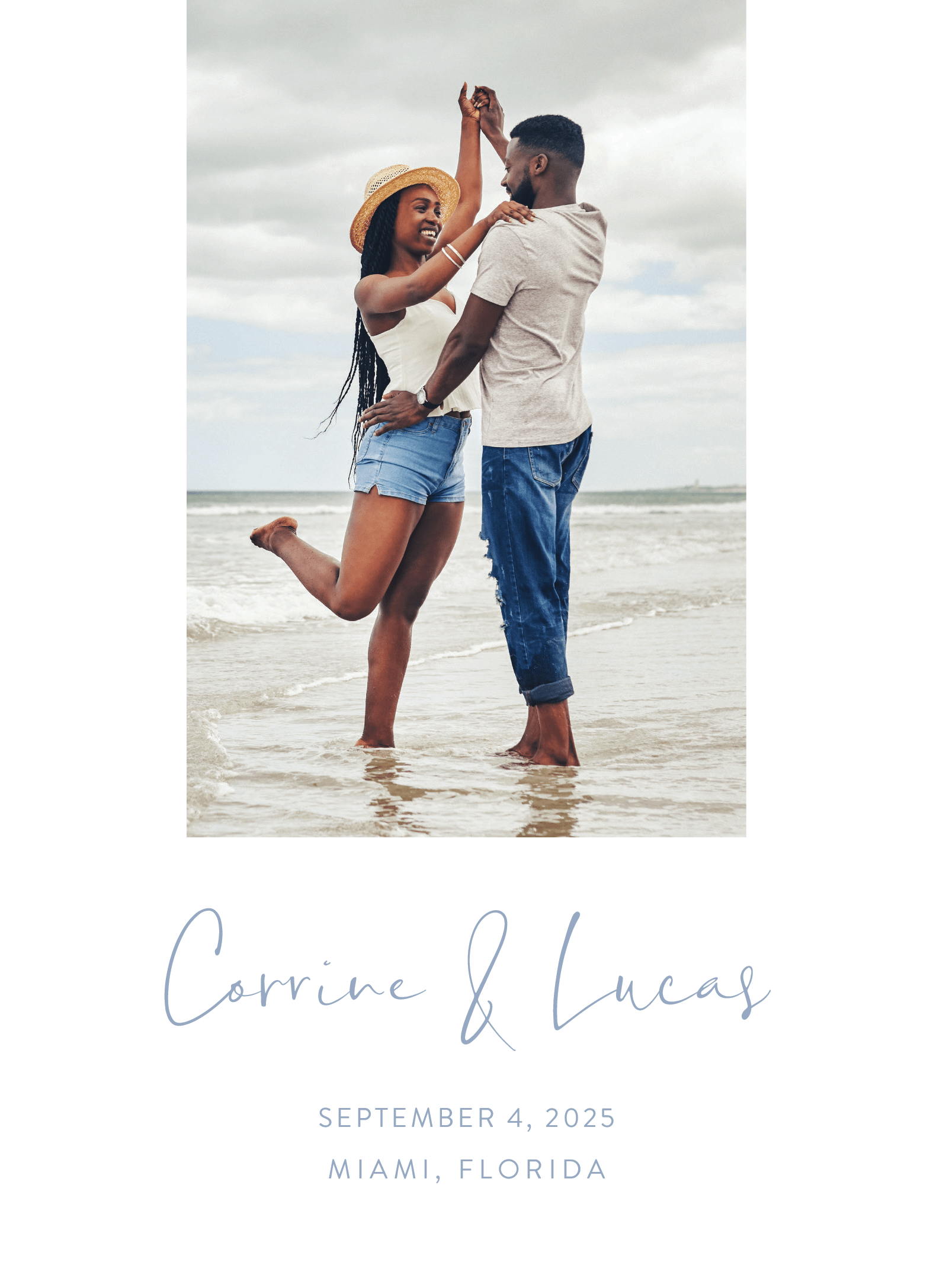 Save The Date White & Blue