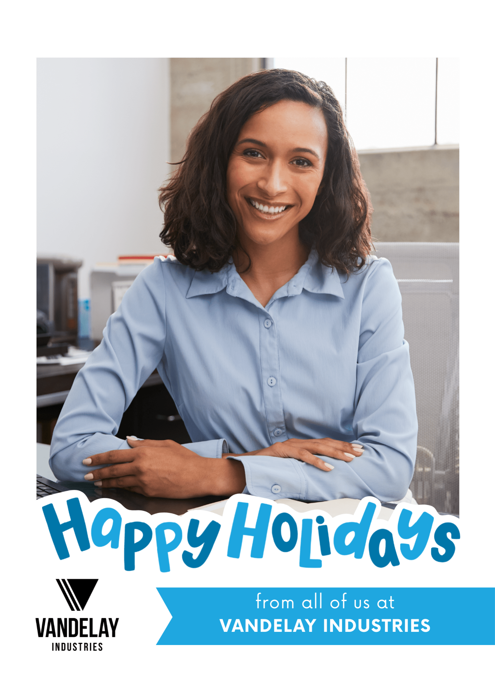 Happy Holidays Blue Portrait
