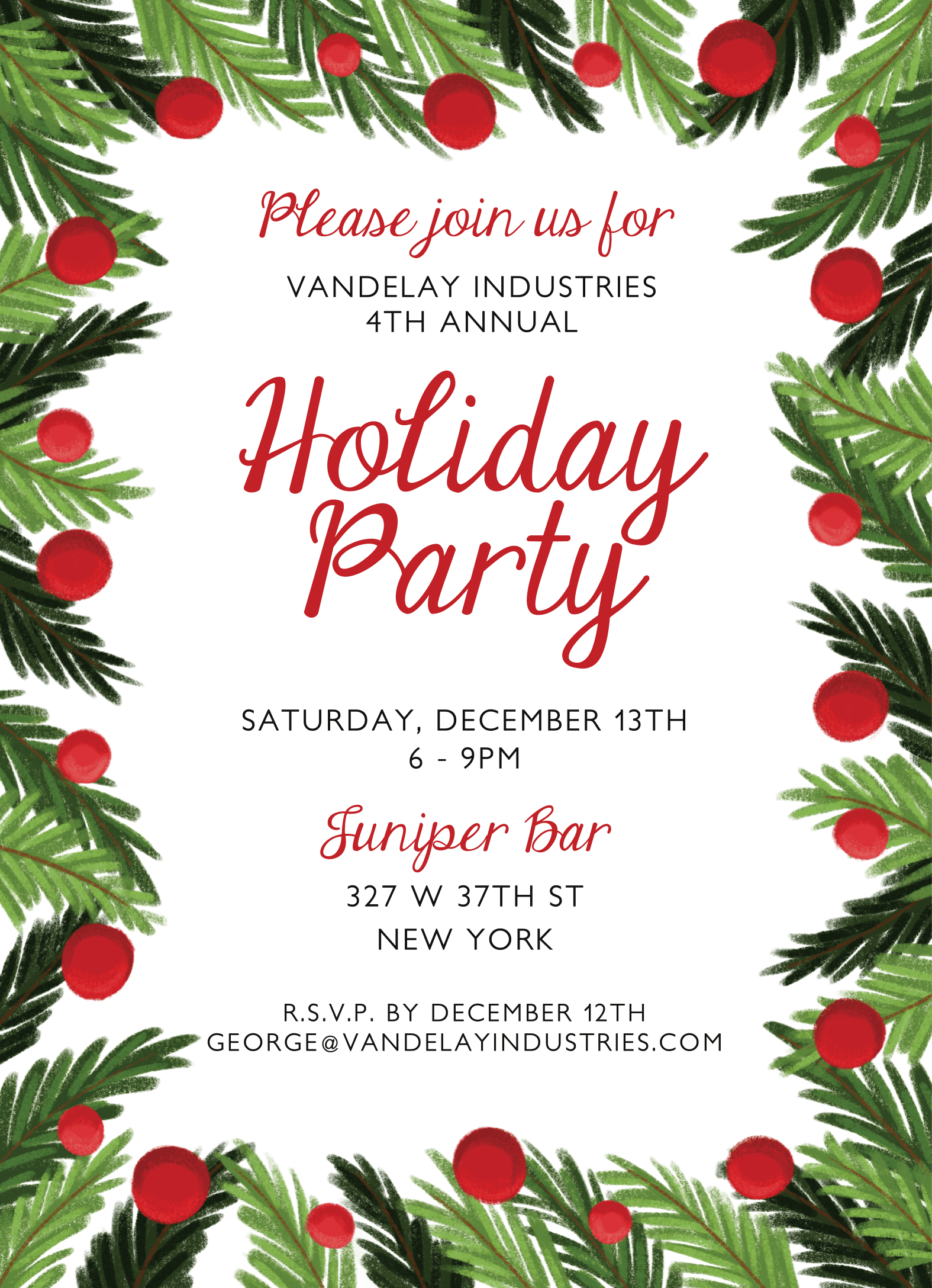 Tree Holiday Invite
