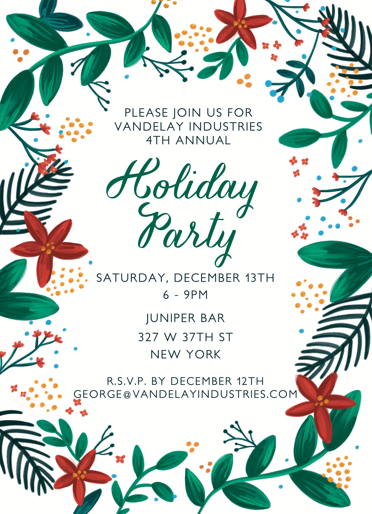Floral Holiday Invite