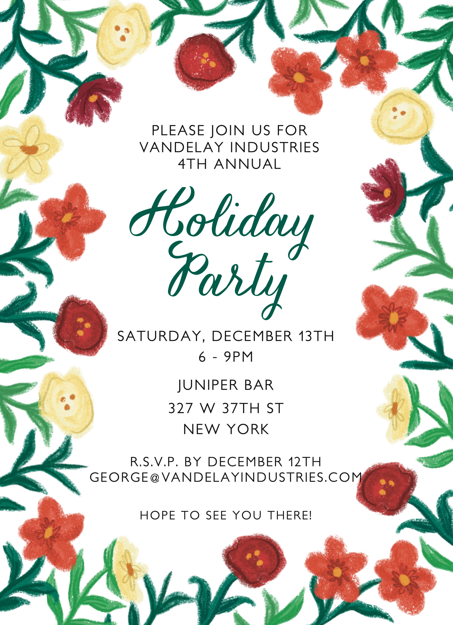 Flower Holiday Invite