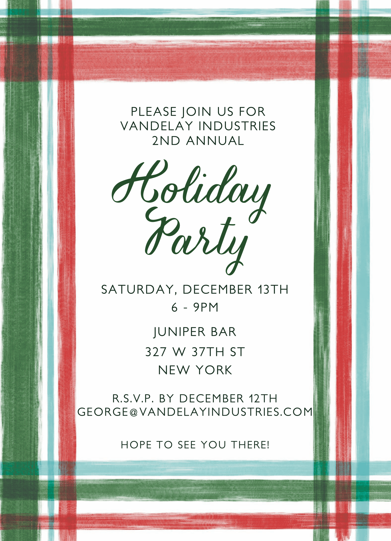 Plaid Holiday Invite