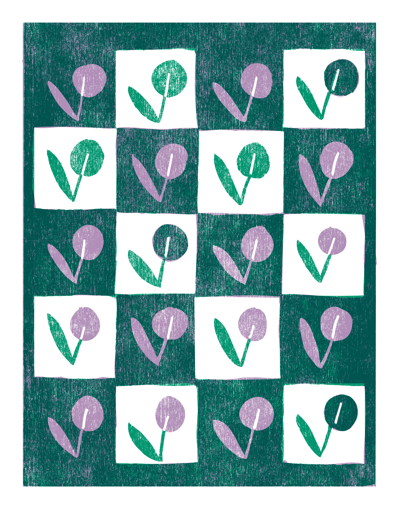 Circle Flower Check Green
