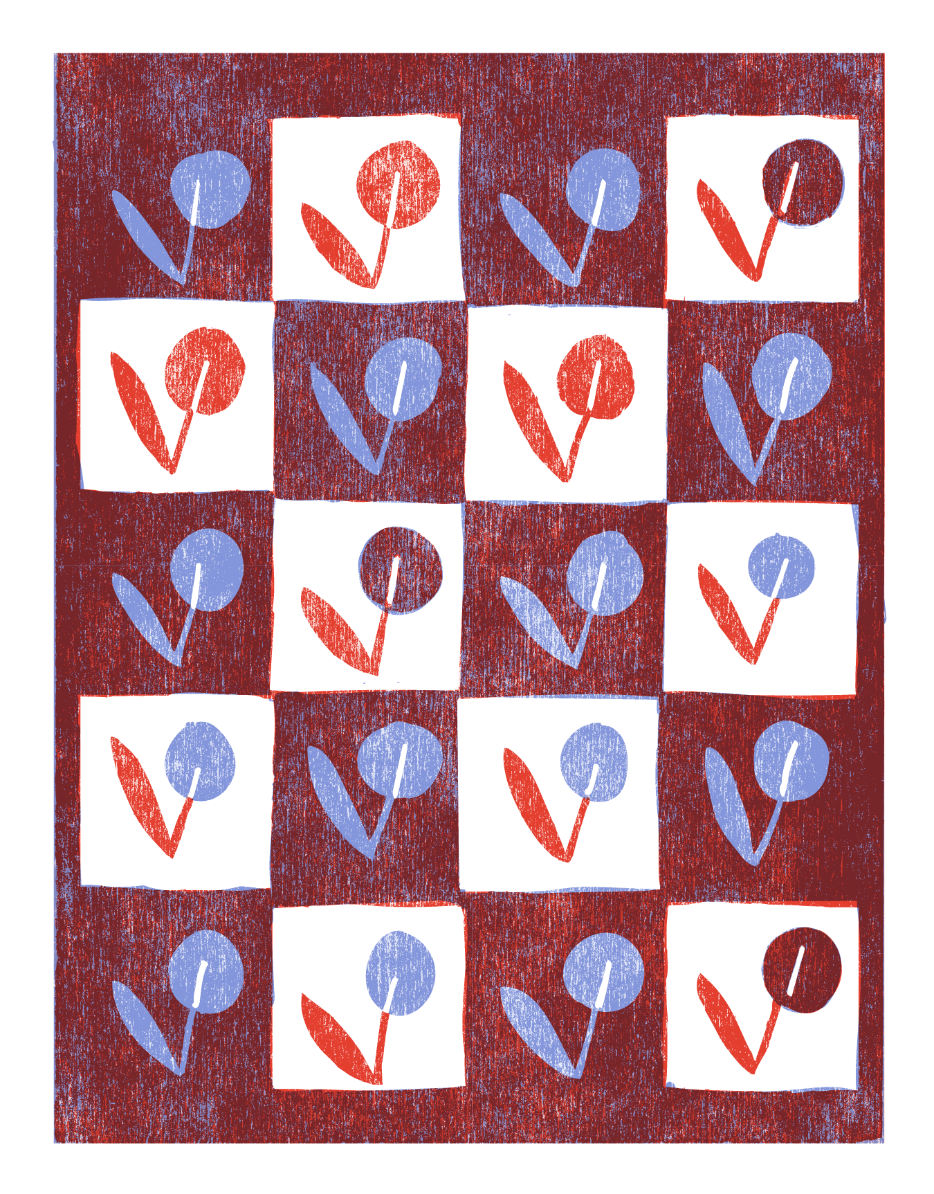 Circle Flower Check Red