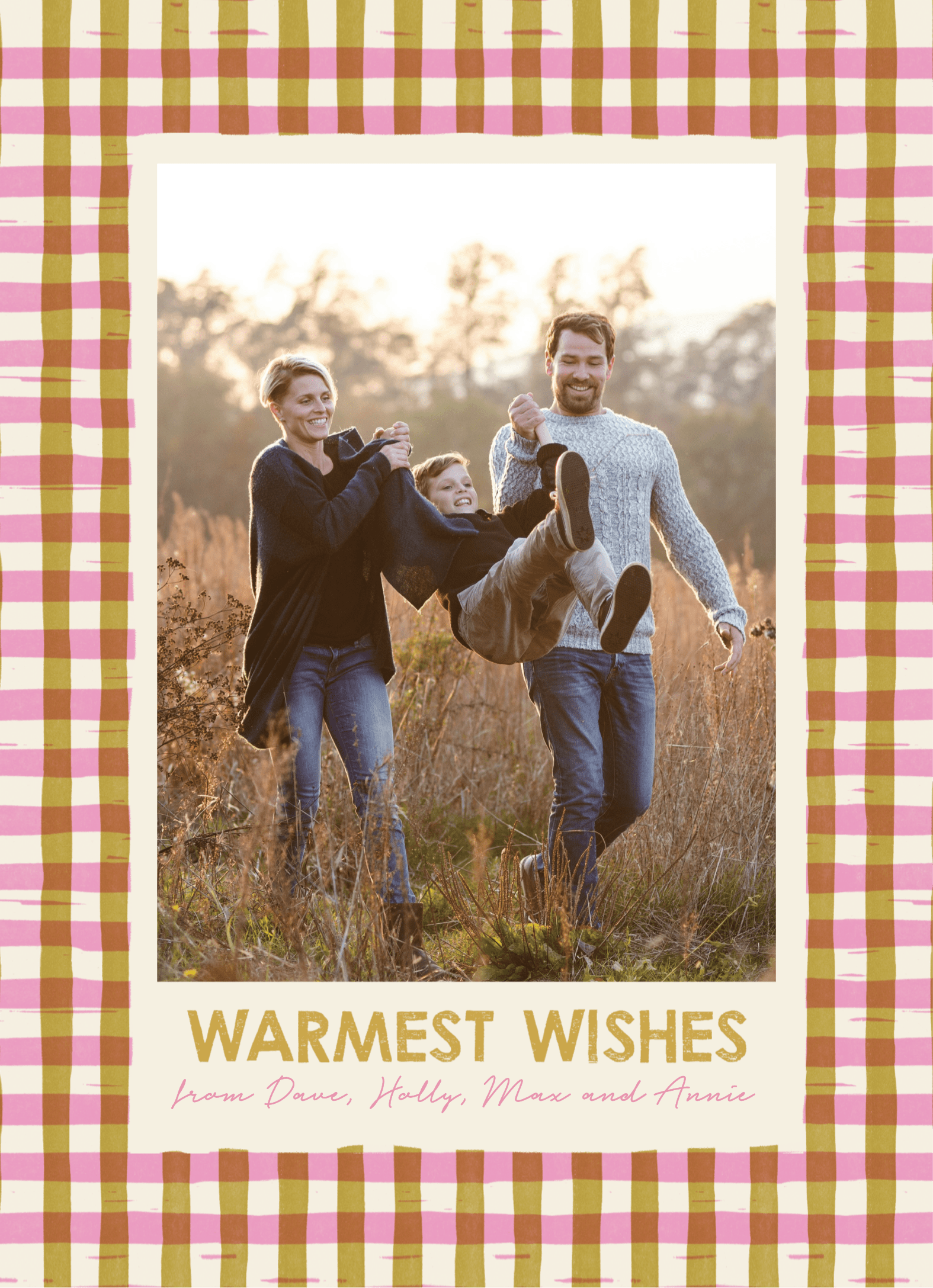 Woodcut Gingham Warmest Wishes